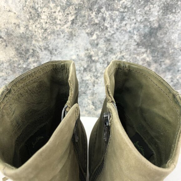 Sam Edelman Women's Size 11M Louie Green Leather Fringe High Heel Ankle Boots - Picture 4 of 15